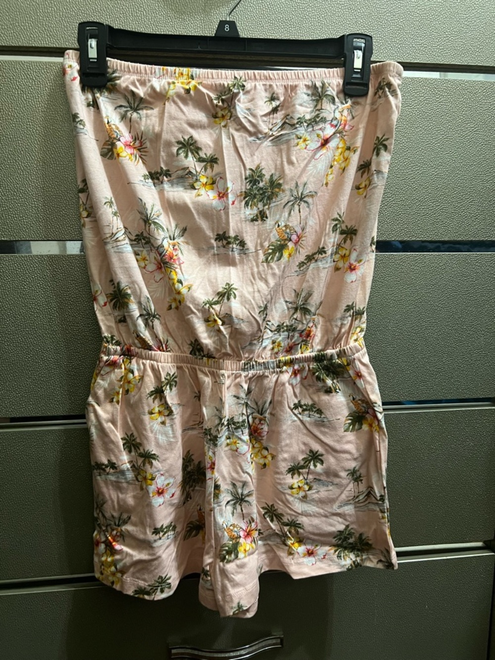 Forever 21 Pink Tropical Print Strapless Romper
